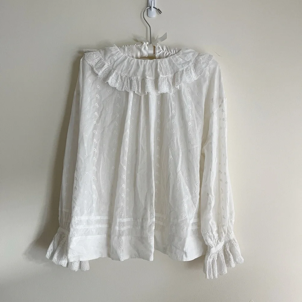 Doen Cotton Voile Blouse S - Picture 2 of 3